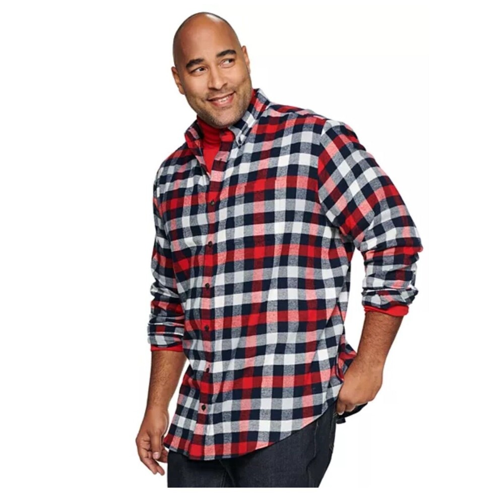 NWT Mens Big & Tall Croft & Barrow Classic Fit Flannel Button Down Shirt Sz 2XB